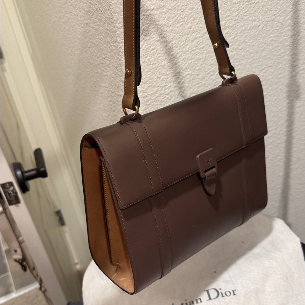 Dior Chocolate Brown Leather Briefcase